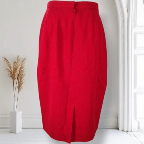 Vintage Bicci Florine Wachter Red Wool Power Suit 10 Jacket Skirt 80s Velvet - Picture 7 of 16